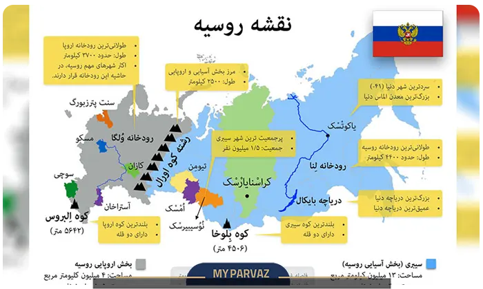 map of russia in persian
